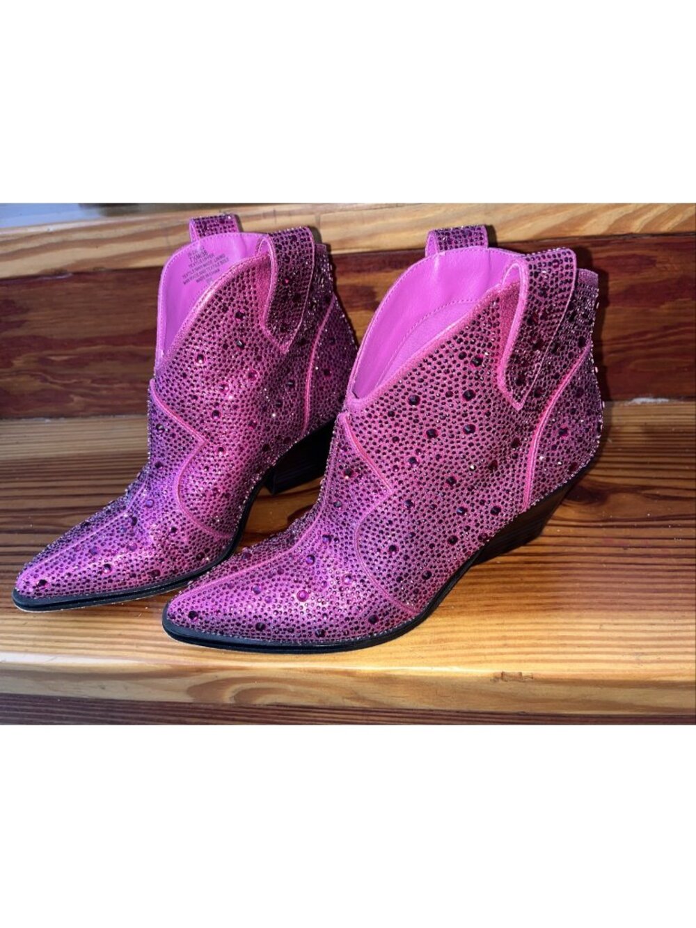Jessica Simpson Zadie2 Rhinestone Western Ankle Booties Fuchsia Women's Size 7.5